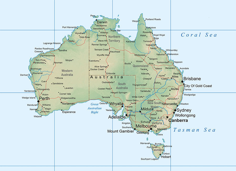 Map of Australia Wallpaper Mural Wall