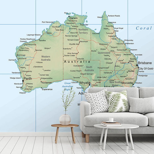 Map of Australia Wallpaper Mural Wall