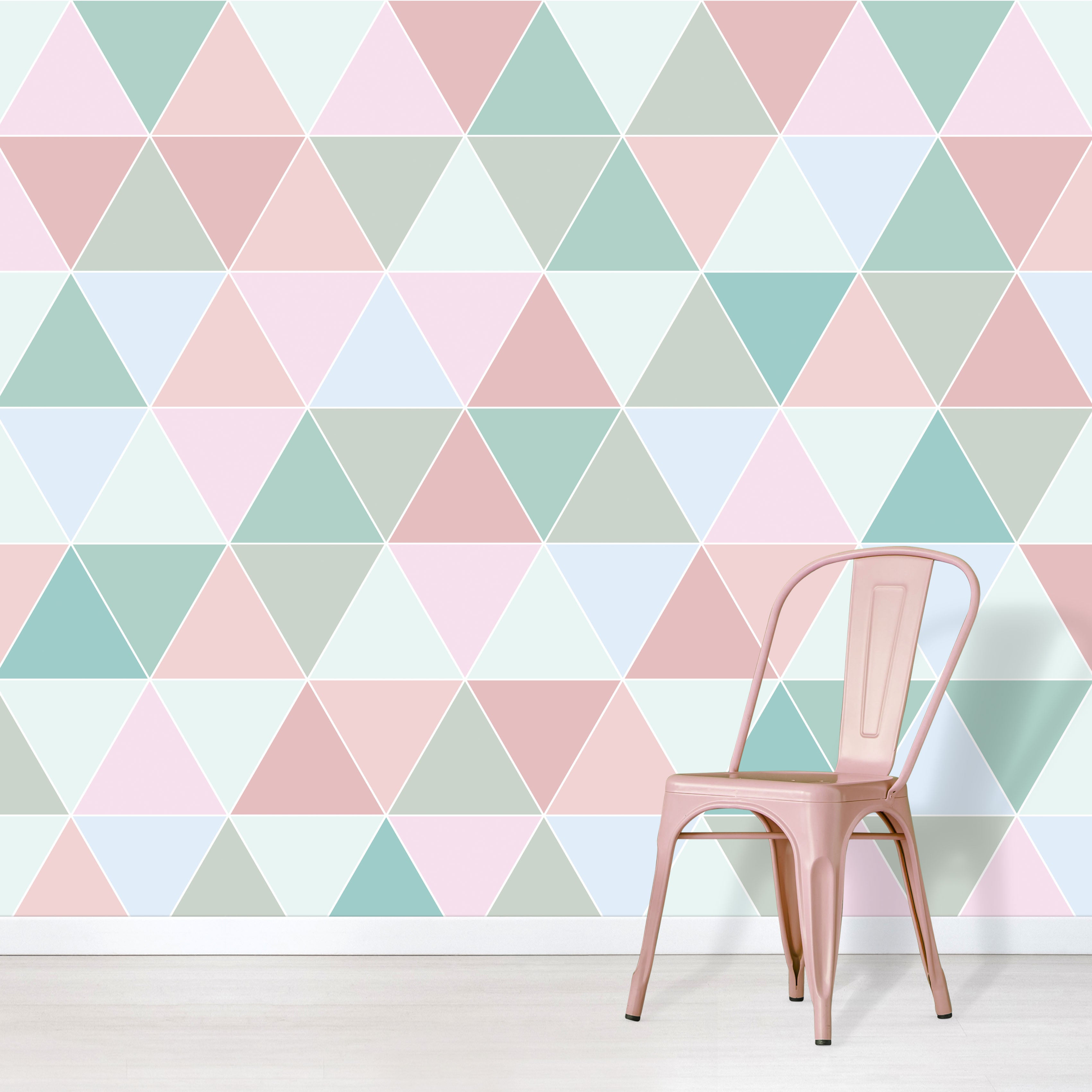 Pastel Coloured Triangle Wallpaper Wall Mural design