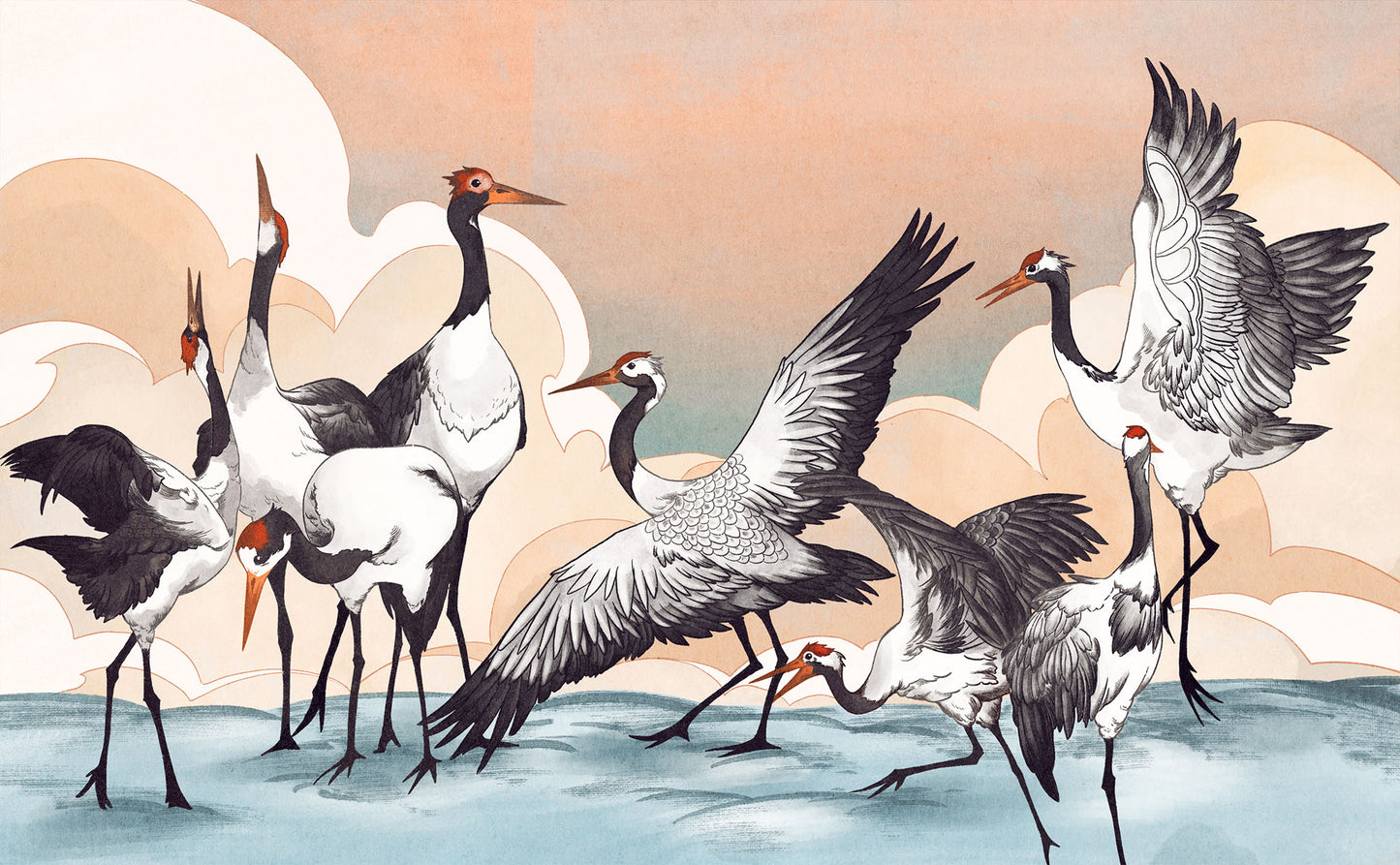 Crane Birds Wallpaper Mural