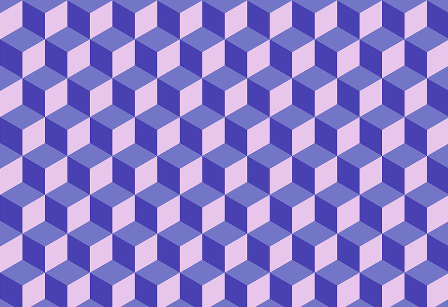 A blue and purple toned geometric cuboid wallpaper wallpaper mural