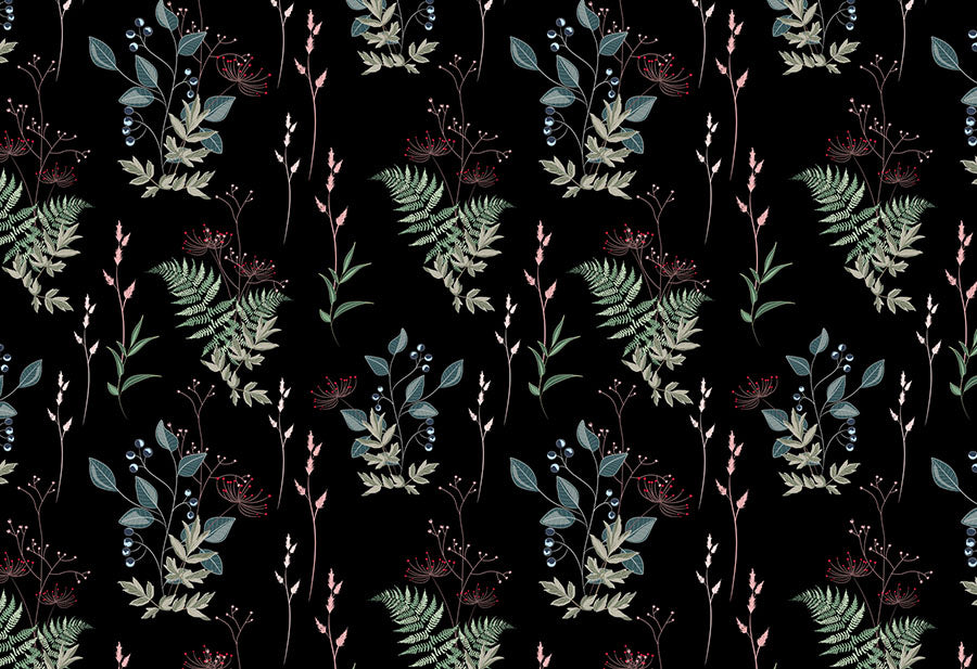 Midnight Botanical Wallpaper Wall Mural
