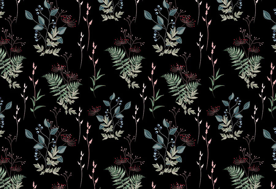 Midnight Botanical Wallpaper Wall Mural
