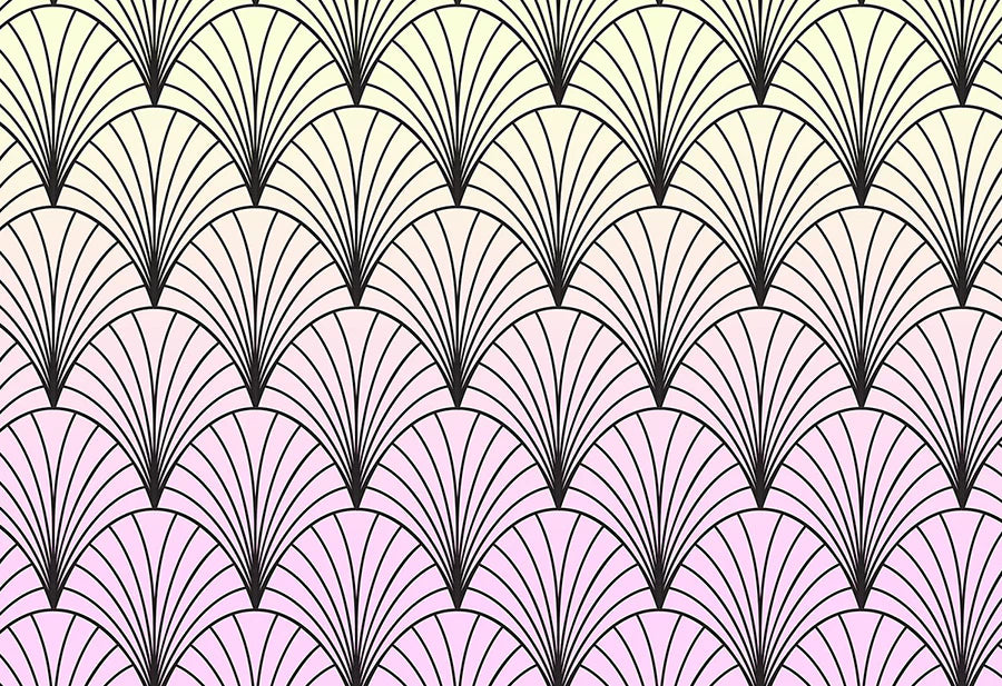 Sherbet Deco Shells Ombre Wallpaper Mural Design