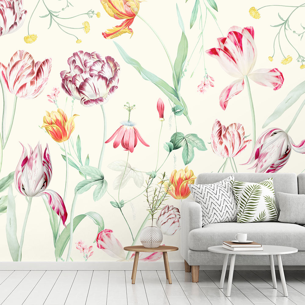 Springtime Tulips Tulipina Flowers Wallpaper Wall Mural