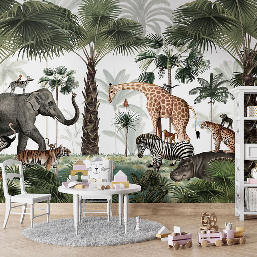 Animal Kingdom wallpaper mural in a children’s playroom