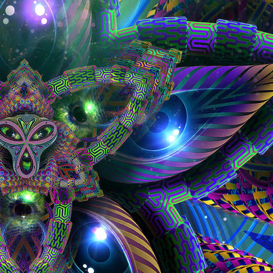Close-up of Cerebral Bloom sacred geometry wallpaper mural detail