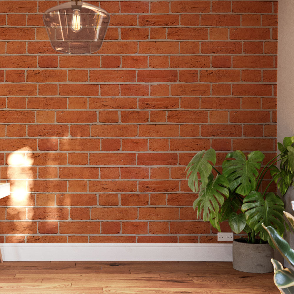 Zingy Red Classic Brick Effect Wallpaper Wall Mural
