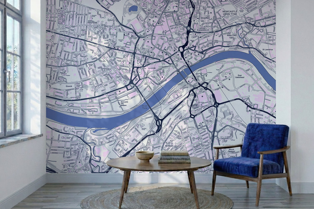 Custom map wallpaper mural