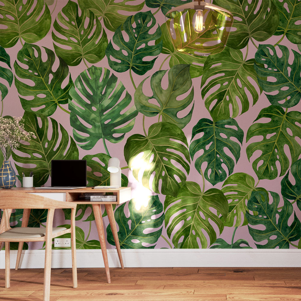 Green Leaf Swiss Cheese Plant Monstera Deliciosa Plant Wall Mural design