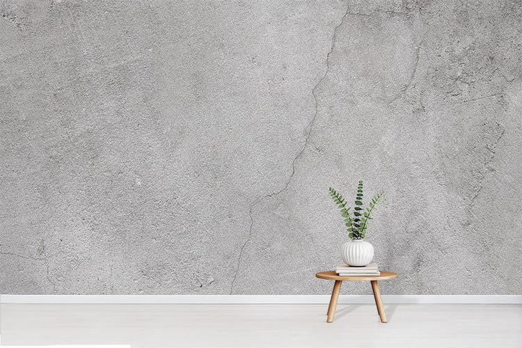 Concrete effect wallpaper in an interior setting