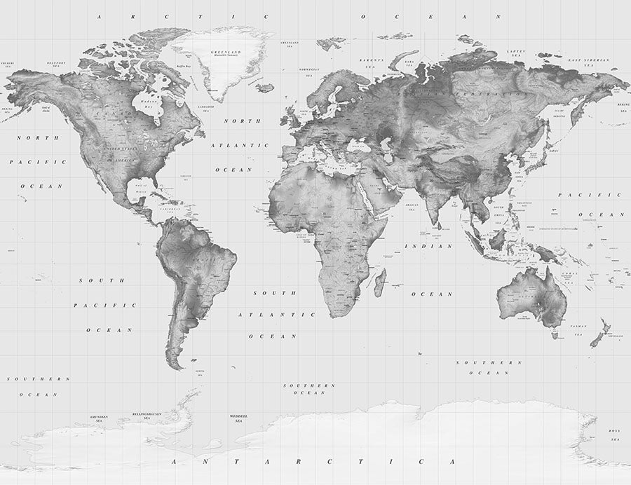 Black and White Atlas World Map