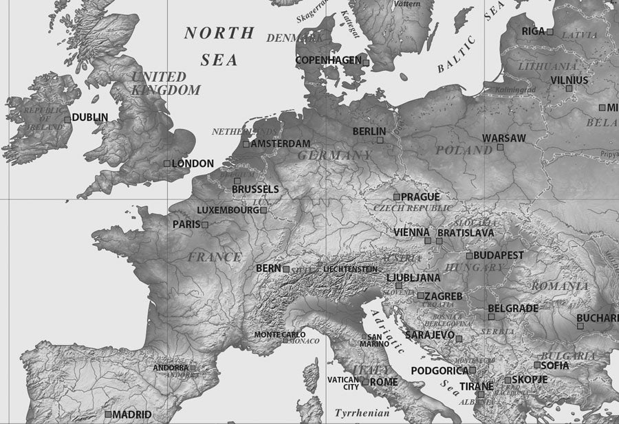 Black and White Atlas World Map