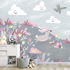 Cute Happy Bunnies Wallpaper Mural