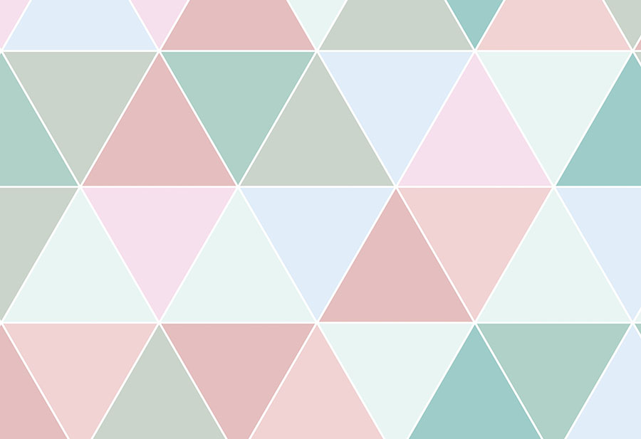 Pastel Coloured Triangles Wallpaper Wall Mural Design close-up view