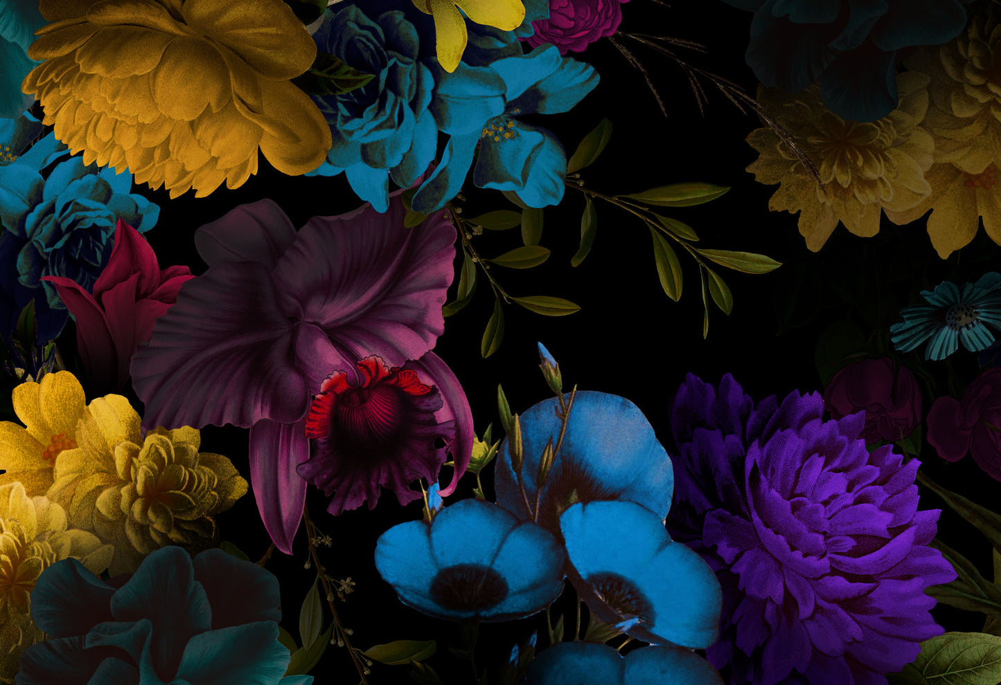 Dark Neon Floral Close up