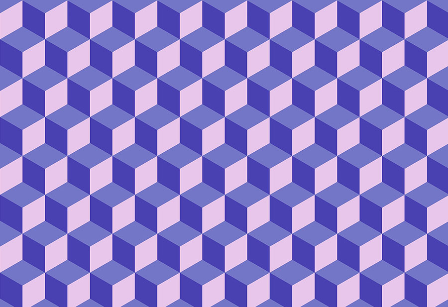 A blue and purple toned geometric cuboid wallpaper wallpaper mural