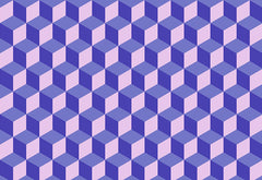 A blue and purple toned geometric cuboid wallpaper wallpaper mural