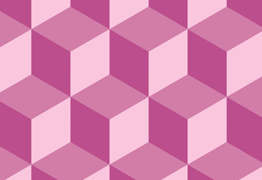 Pink and red toned Geometric Cube Wallpaper Mural