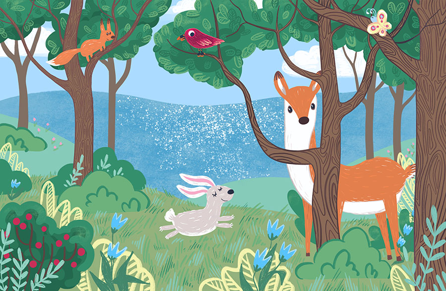 Happy Woodland Wallpaper Mural