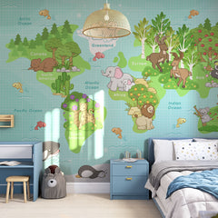Happy Animals World Map Wallpaper