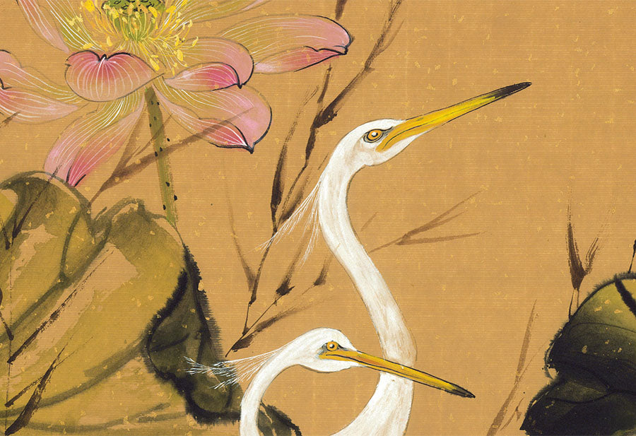 Egrets Amongst Lotus - Nikole Lowe Wallpaper Collection