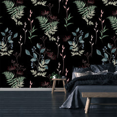 Midnight Botanical Wallpaper Wall Mural