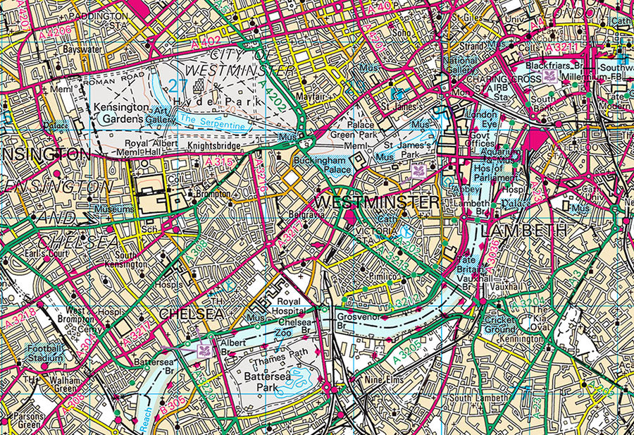 Detail view of OS Landranger Map Wall Mural