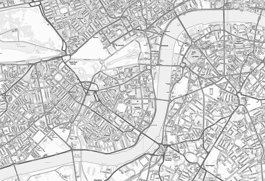 Customised Ordnance Survey Street Map Wallpaper in Black & White