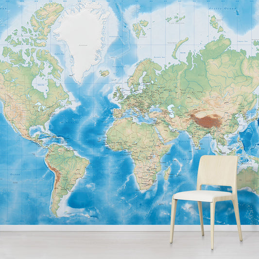 Ocean World Map design wallpaper mural design