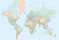 Pastel Toned World Map Wallpaper Wall Mural