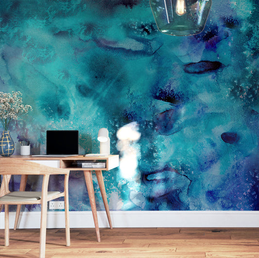 Blue toned sea colours abstract wallpaper wall mural