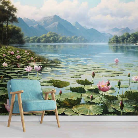 Stunning Scene Nature Lotus Lake Wallpaper Mural