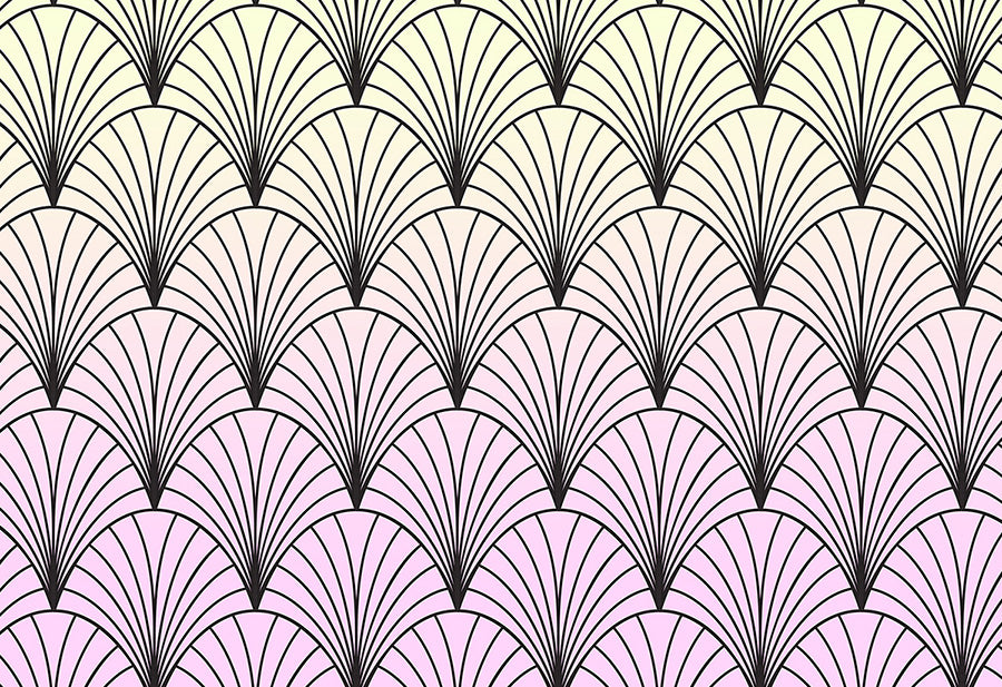 Sherbet Deco Shells Ombre Wallpaper Mural Design