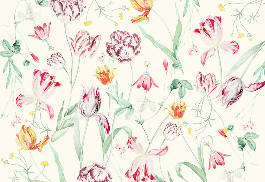 Springtime Tulipina Flowers Wallpaper Wall Mural