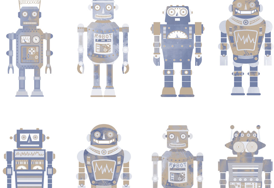 Vintage Robots wallpaper close up