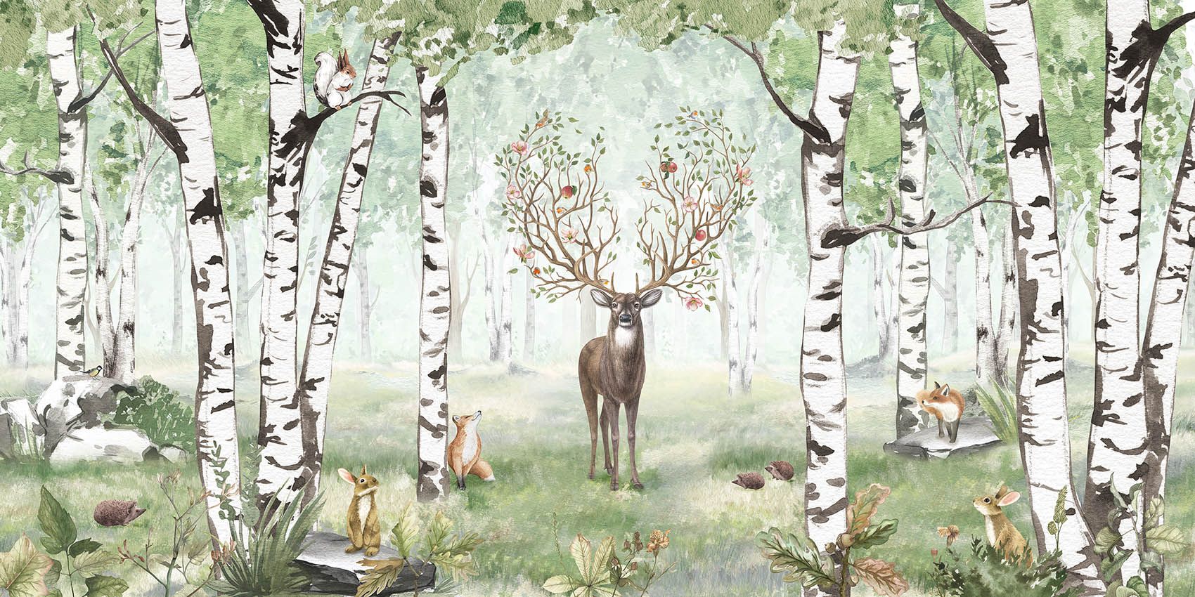 Amazing Antlers Summer wallpaper mural by Kikki Belle