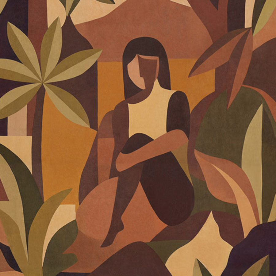 Close-up of the Amber Bloom wallpaper mural by Grigory Gladarev