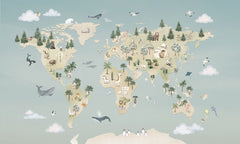 Animal Atlas – Blue wallpaper mural by Oliver Robins