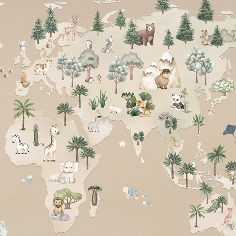 Close-up of the Animal Atlas – Brown wallpaper mural by Oliver Robins