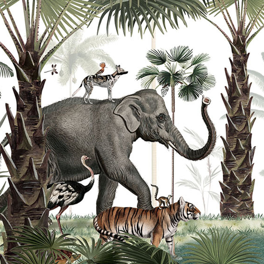 Close-up of the Animal Kingdom wallpaper mural