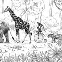 Close-up of the Animal Parade – Black & White wallpaper mural