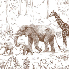 Close-up of the Animal Parade – Brown wallpaper mural