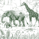 Close-up of the Animal Parade – Green wallpaper mural