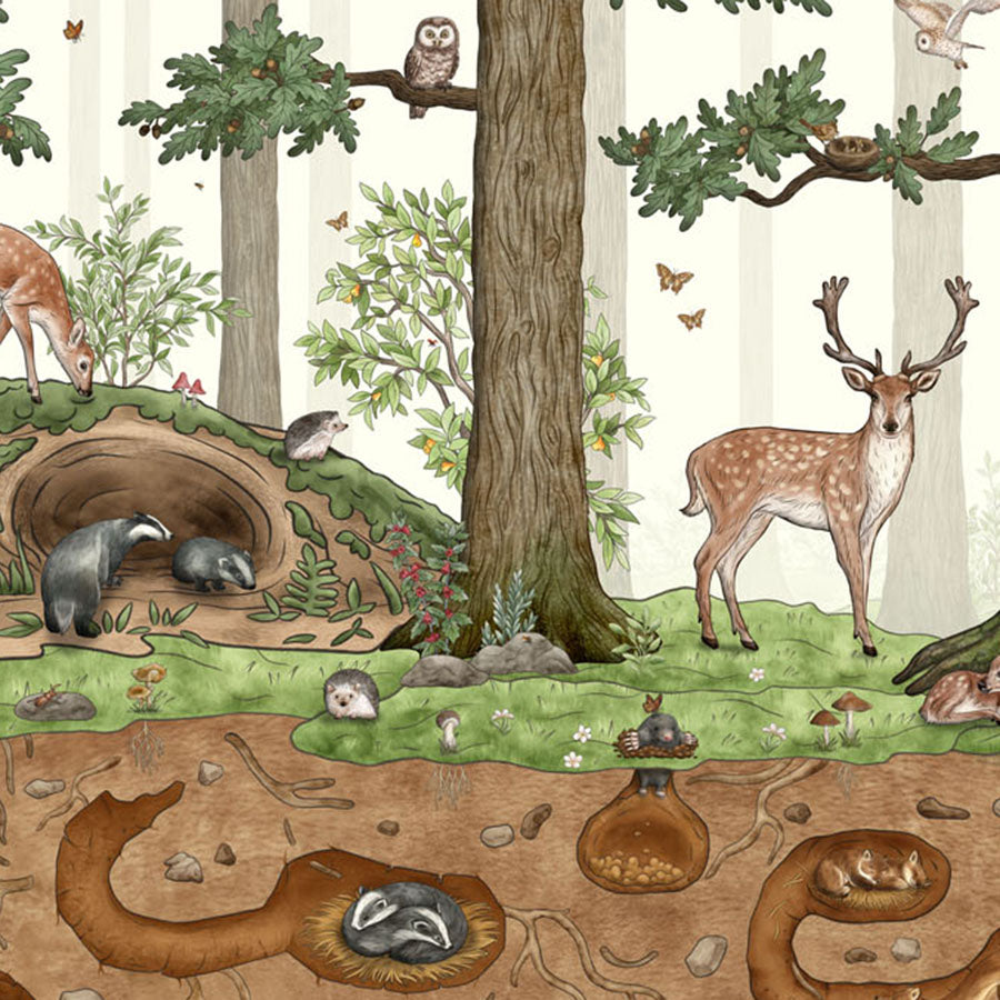 Close-up of the Animals in the Forest wallpaper mural