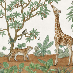 Close-up of the Animals in the Jungle wallpaper mural