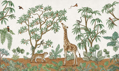 Animals in the Jungle wallpaper mural by Kikki Belle