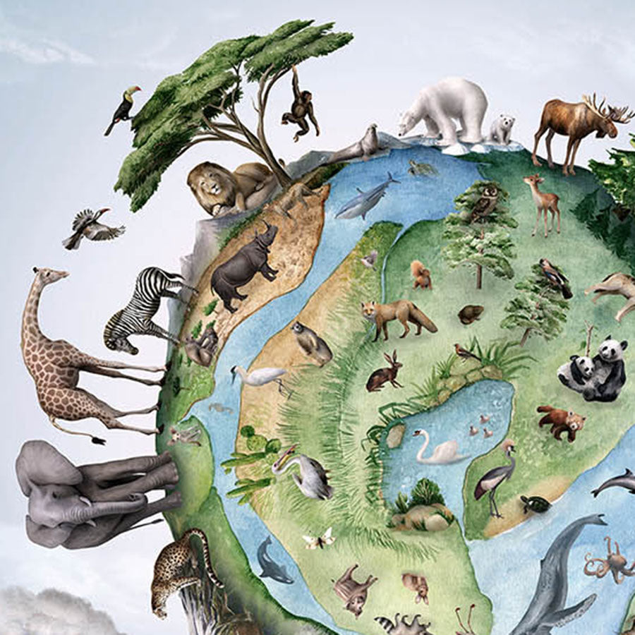 Close-up of the Animals of Earth wallpaper mural