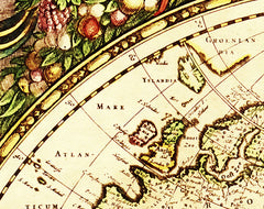 Antique World Map Wallpaper design close up view