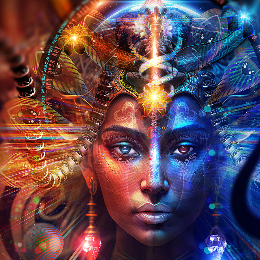 Close-up of Ardhanarishvara Union Shiva and Parvati artwork by Hakan Hisim